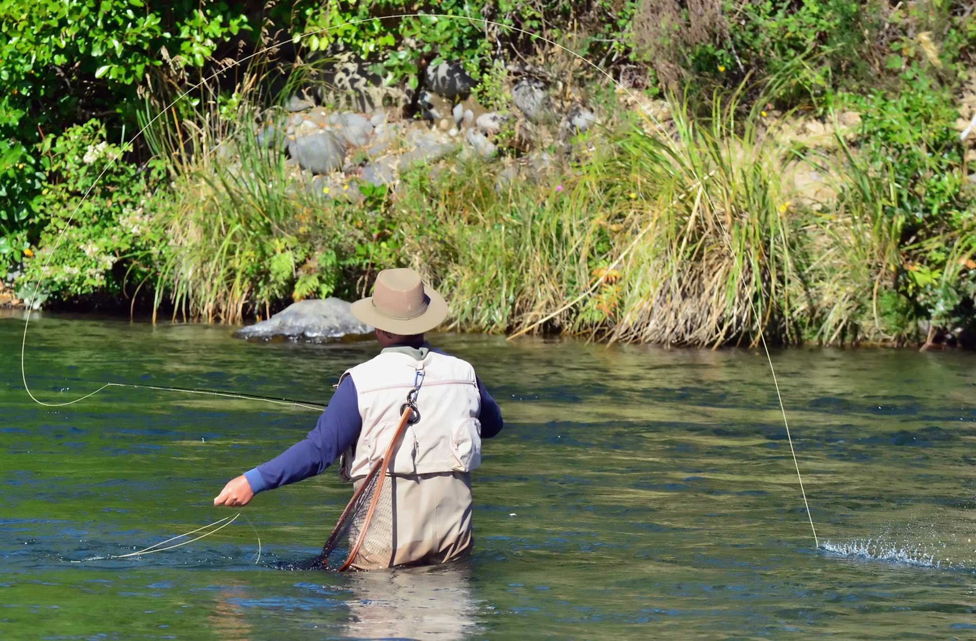 Wade fishing on a Patagonia river